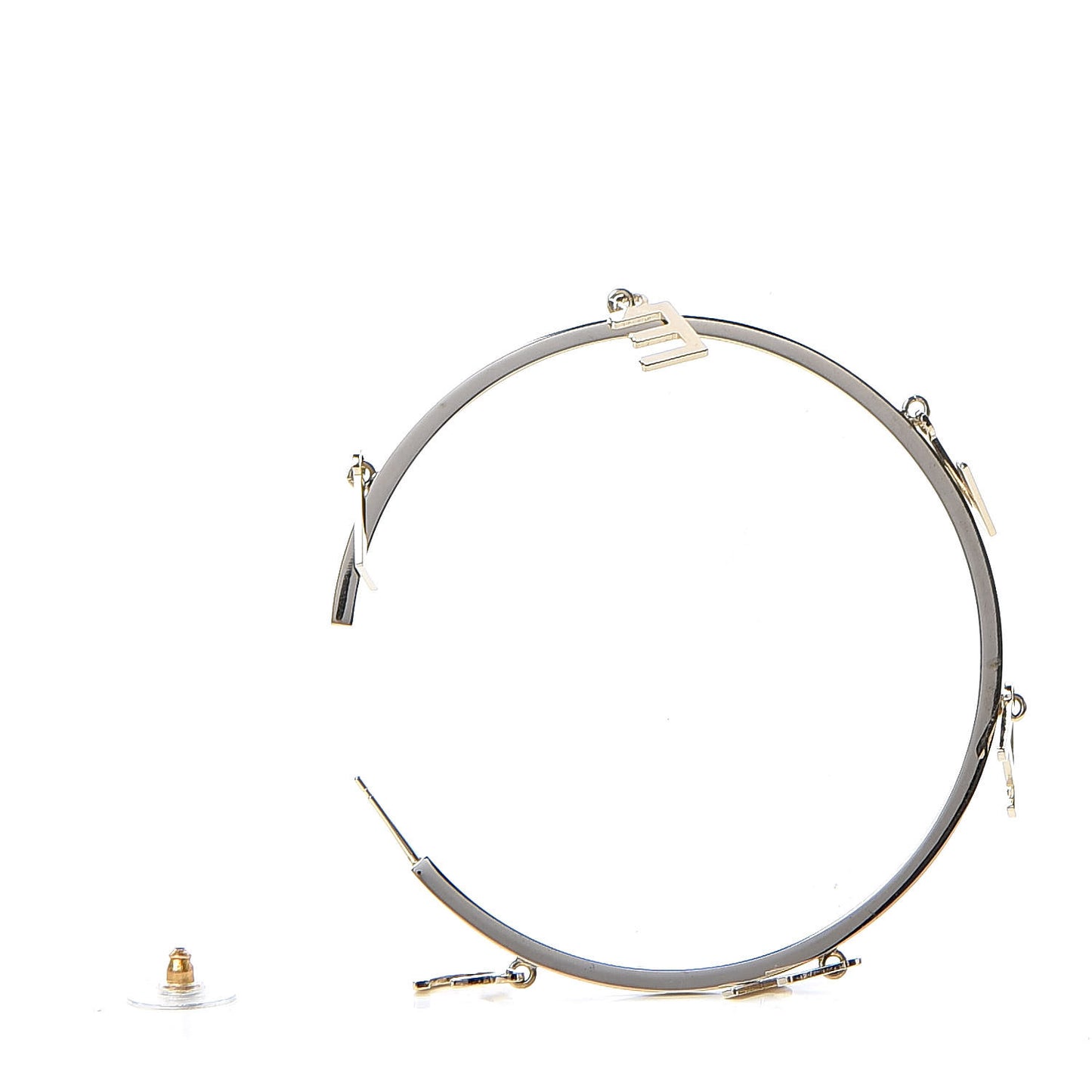 Logo Charms Hoop Earrings Light Gold