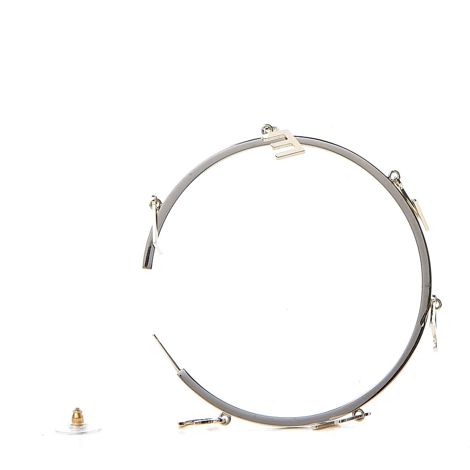 Chanel Logo Charms Hoop Earrings Light Gold 3 of 5