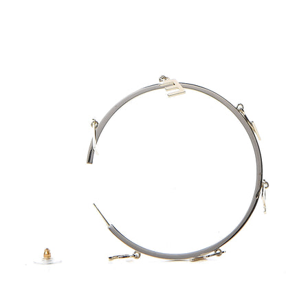Chanel Logo Charms Hoop Earrings Light Gold 3 of 5