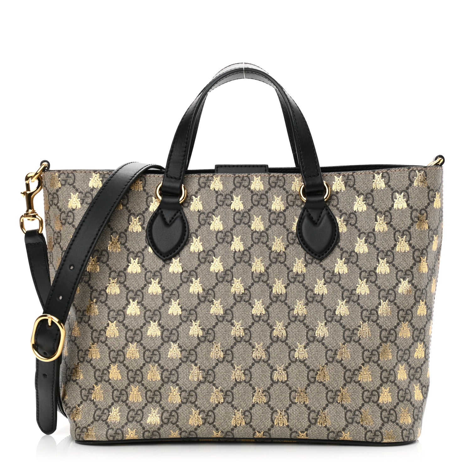 Gucci Soft GG Supreme Monogram Bees Small Crossbody Tote Beige Oro Black 1 of 11
