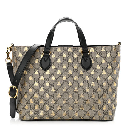 Gucci Soft GG Supreme Monogram Bees Small Crossbody Tote Beige Oro Black 1 of 11