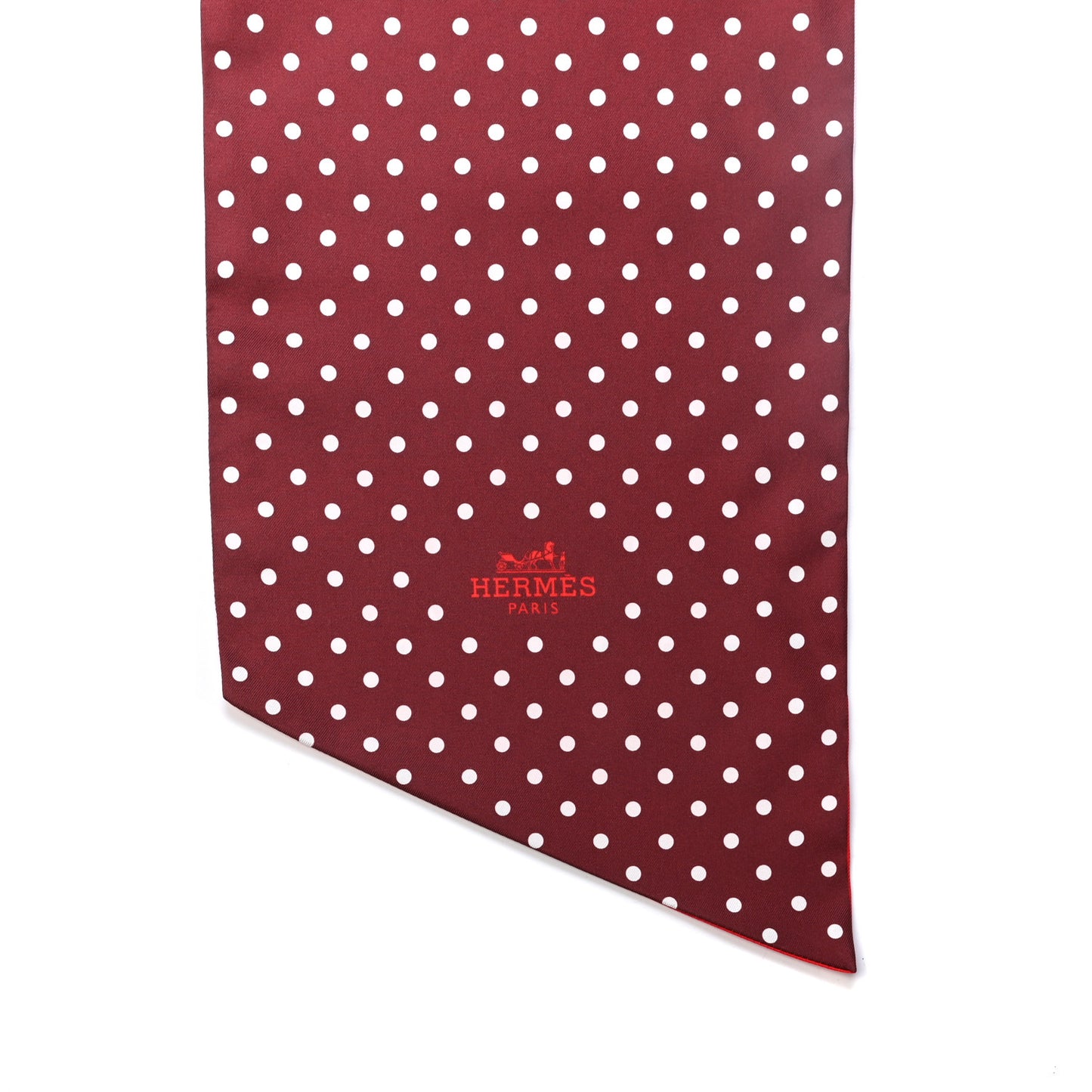 Silk Lettres Et Pois Maxi Twilly Cut Bordeaux Rouge Rose