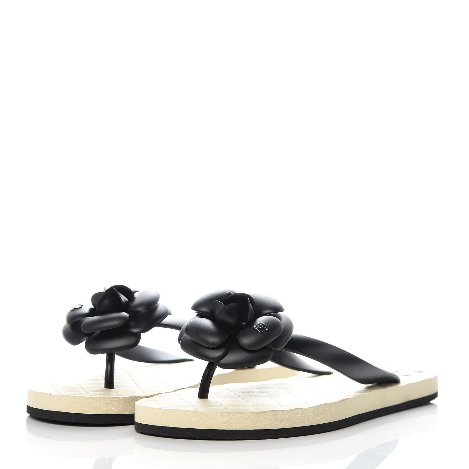 Chanel PVC Camellia Thong Sandals 40 Black 3 of 8