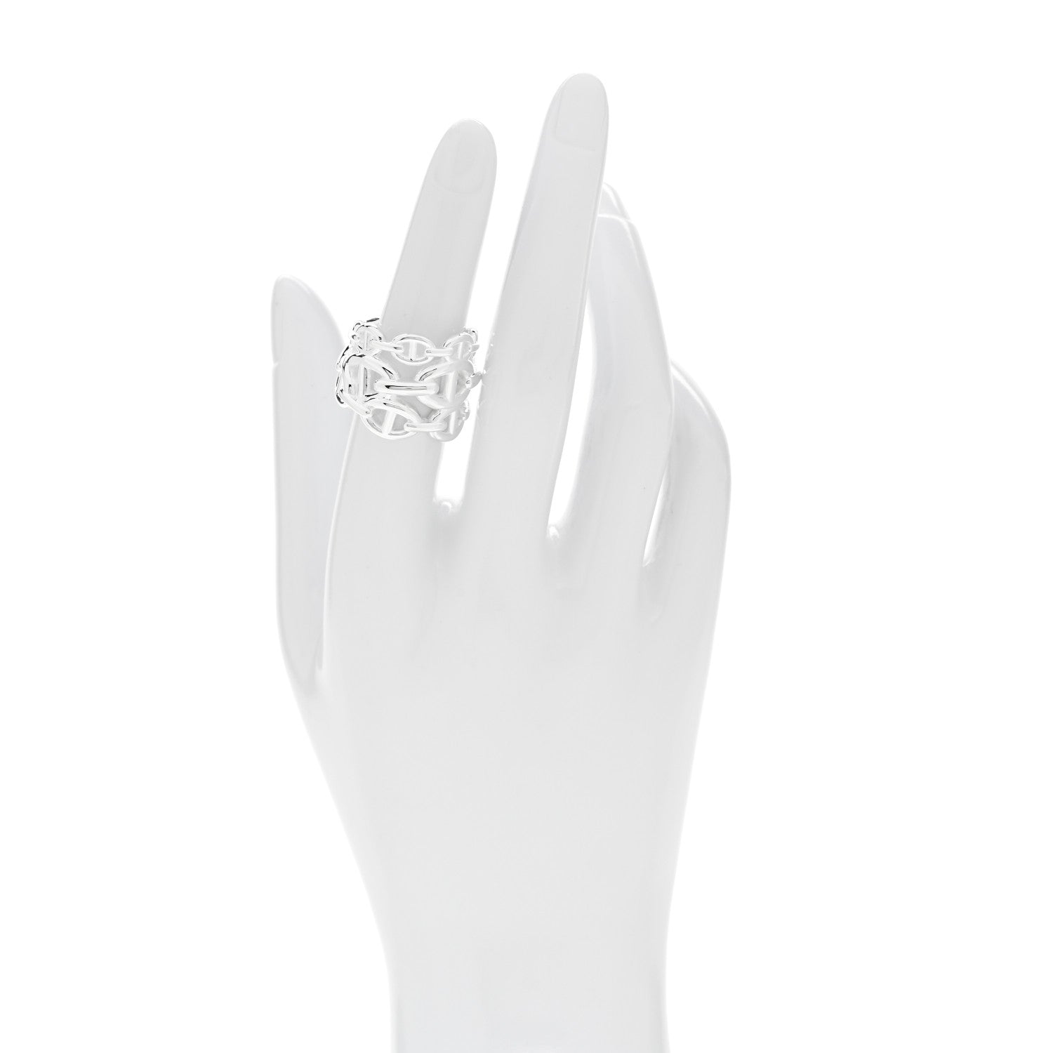 Hermes Sterling Silver GM Chaine d'Ancre Enchainee Band Ring 54 6.75 2 of 6