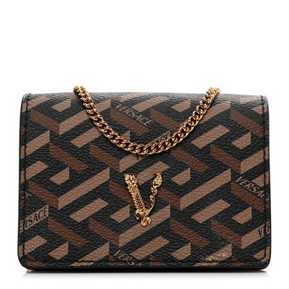 Versace Coated Canvas La Greca Signature Print Virtus Mini Chain Bag Red 1 of 8