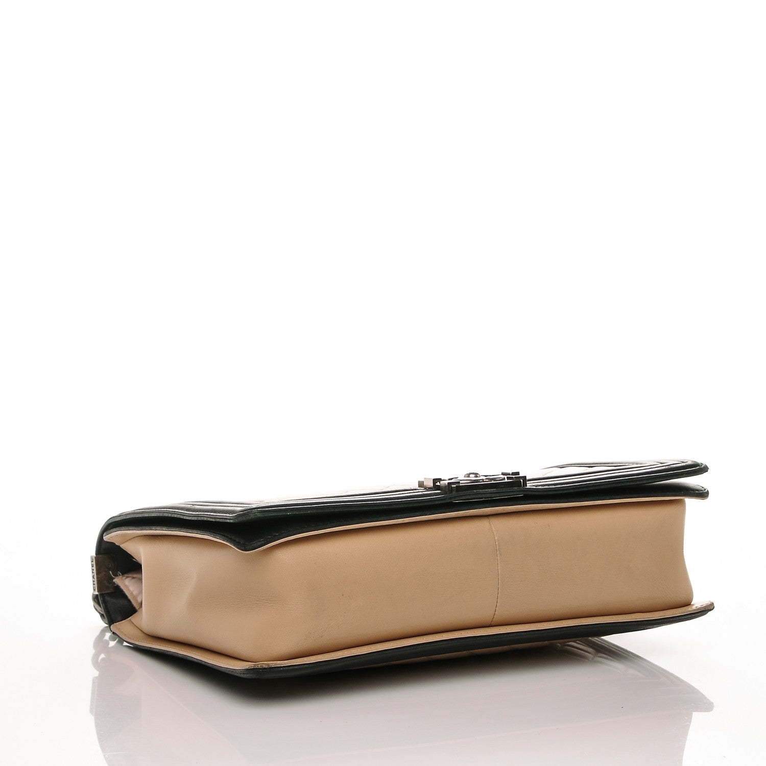 Chanel Lambskin Quilted Large Boy Flap Beige Black 4 of 8