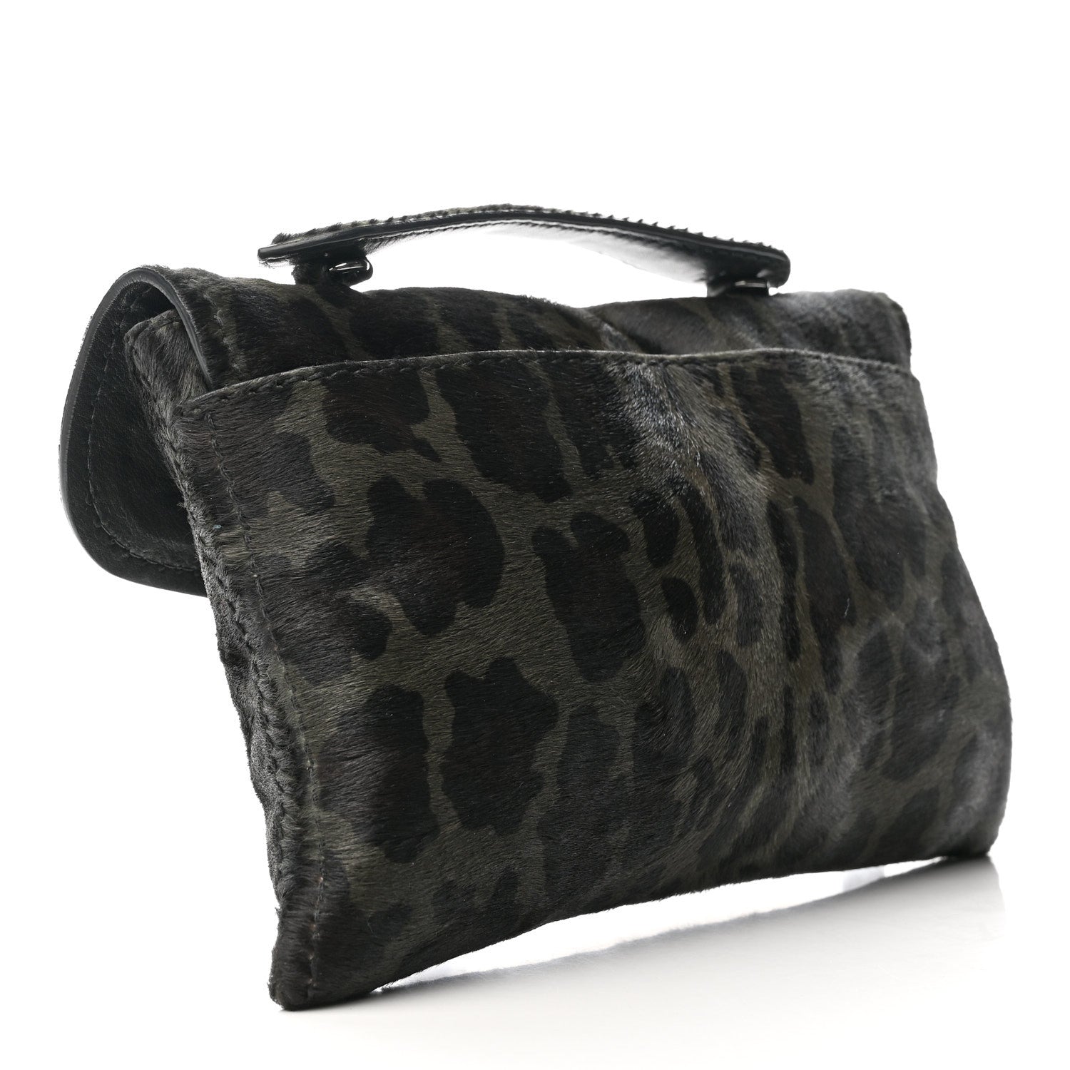 Prada Cavallino Leopard Print Pushlock Envelope Clutch Mimetico 3 of 16