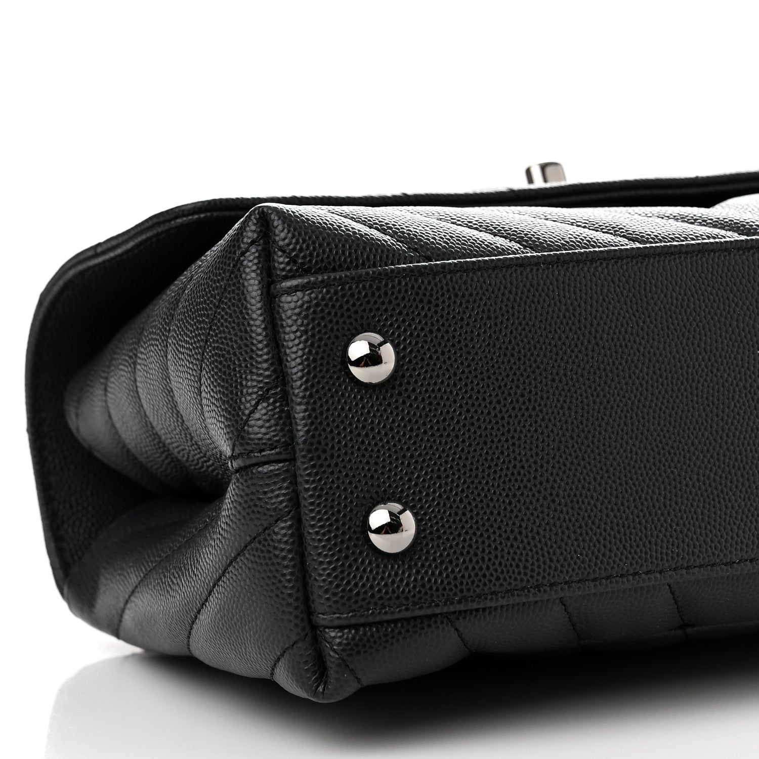Chanel Caviar Chevron Quilted Mini Coco Handle Flap Dark Grey 8 of 11