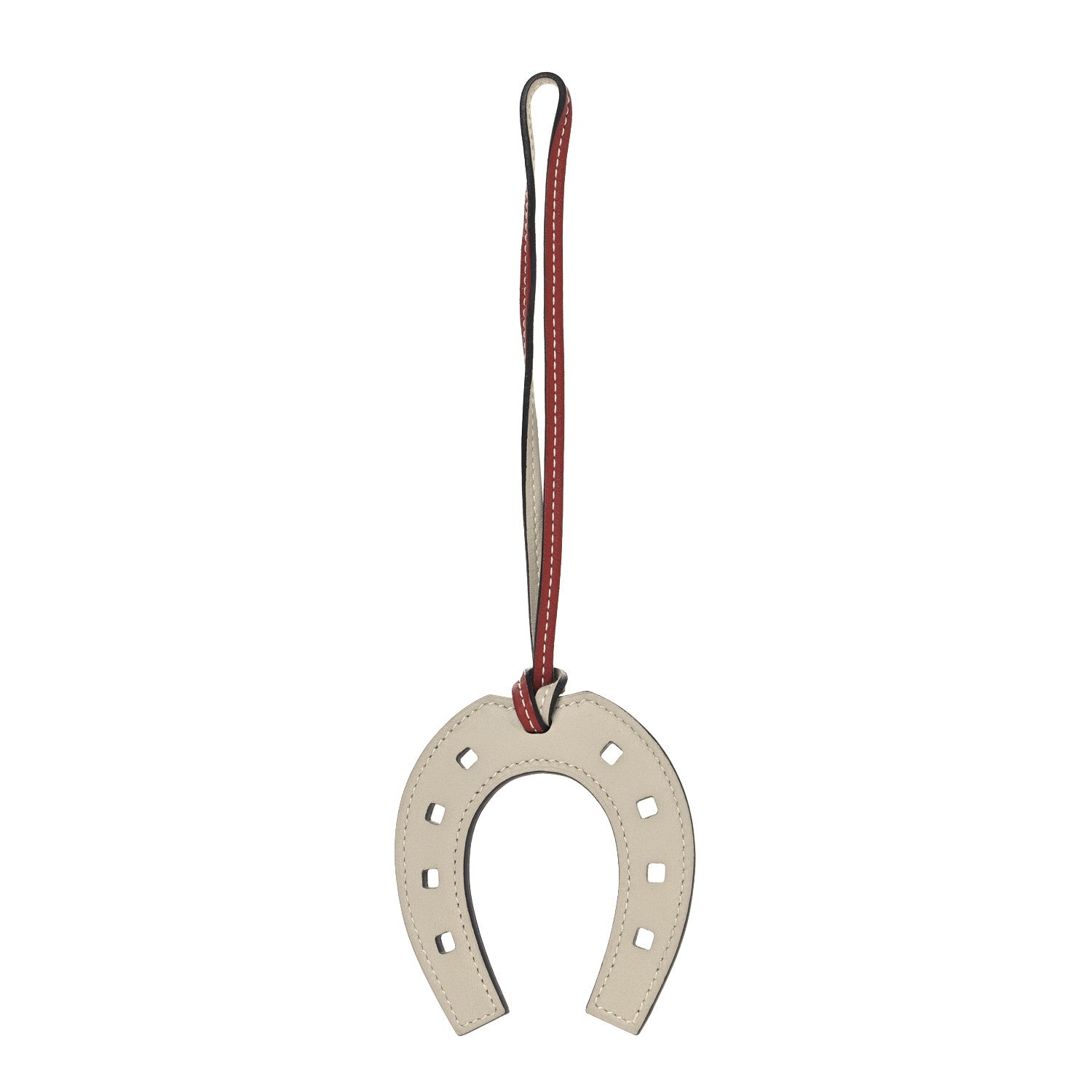 Hermes Swift Paddock Horseshoe Bag Charm Gris Perle Brique 1 of 3