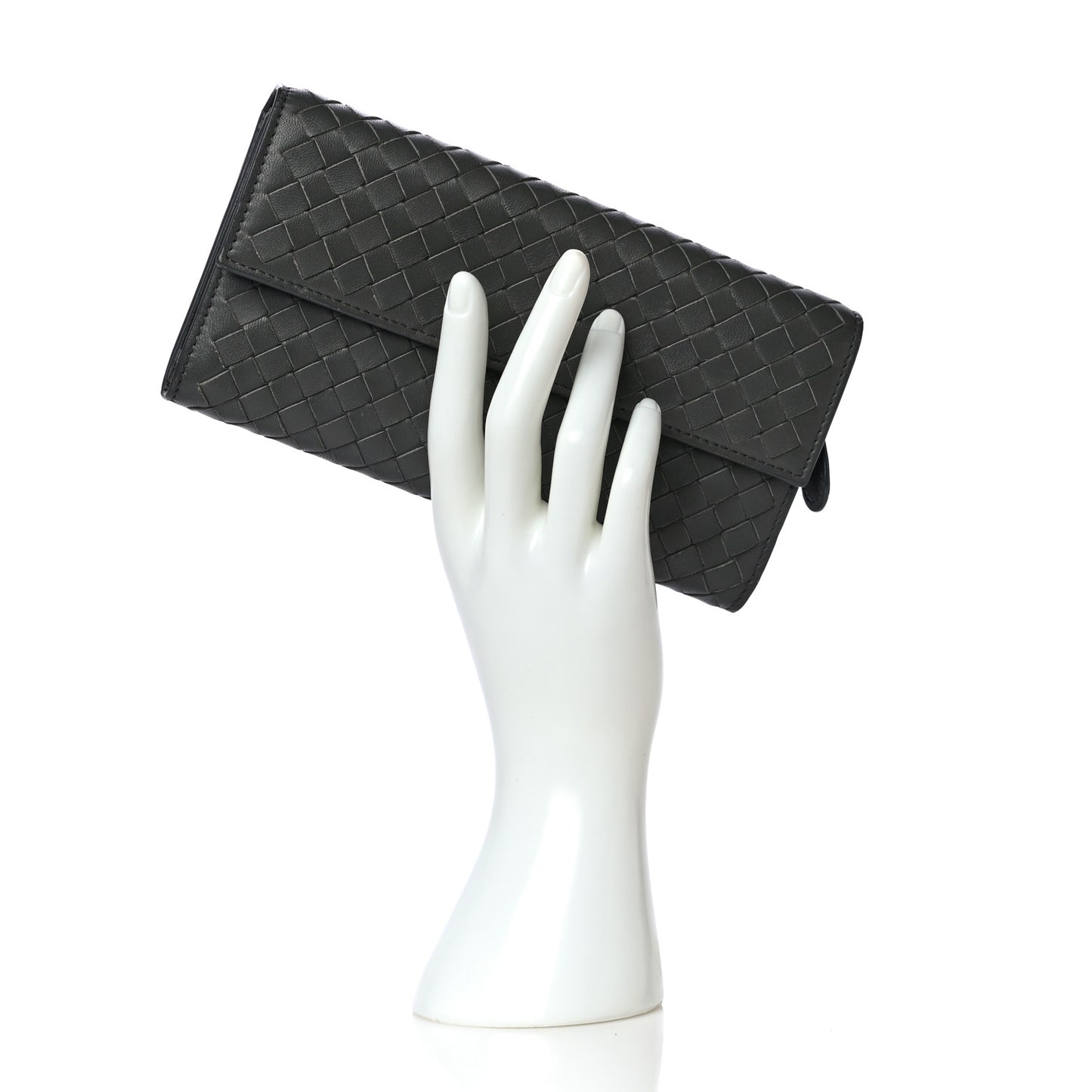 Nappa Intrecciato Continental Wallet Grey