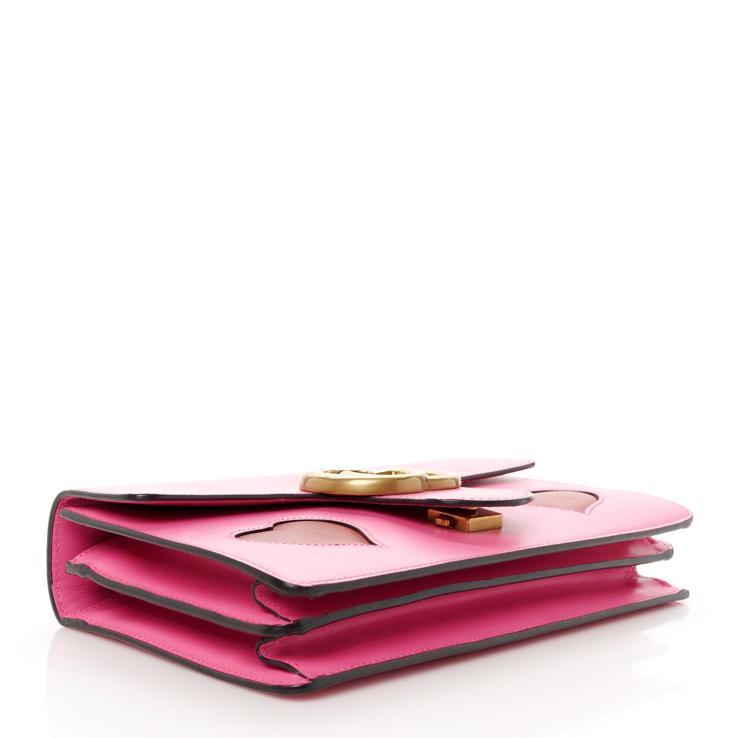 Knight Calfskin Malaga Kid Heart Medium GG Marmont Chain Handle Bag Tropical Pink Flower Hibiscus Red Multicolor