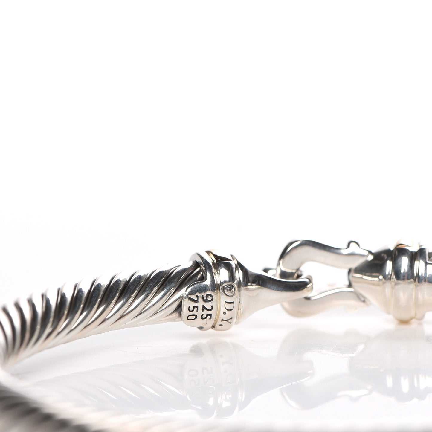 Sterling Silver 18K Yellow Gold 5mm Cable Classic Buckle Bracelet
