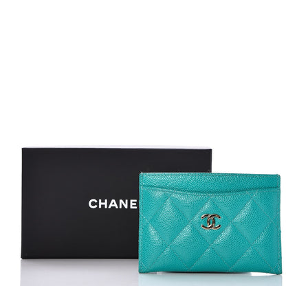 Chanel Caviar Quilted Card Holder Turquoise 11 of 11