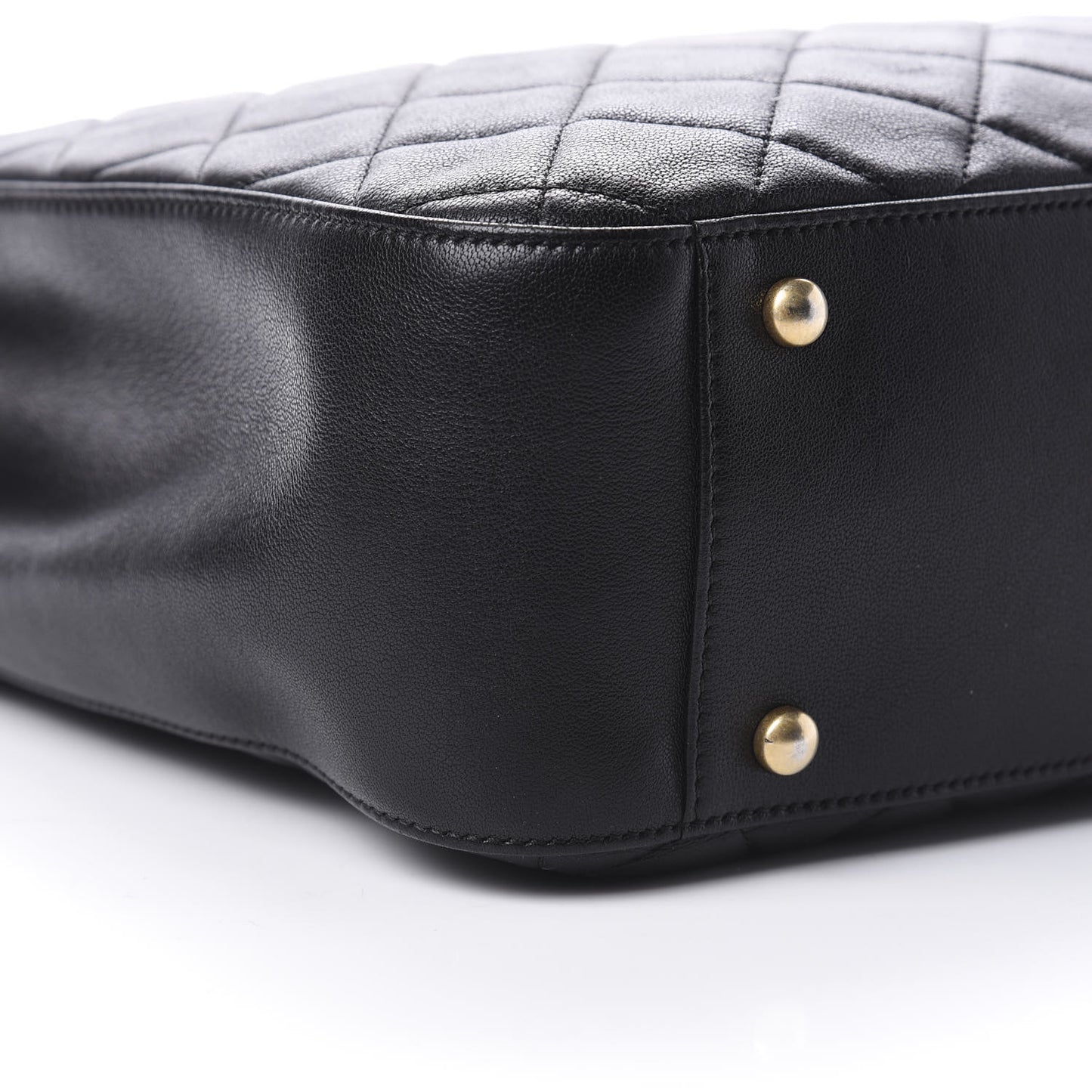 Lambskin Quilted Large Shopping Tote Black