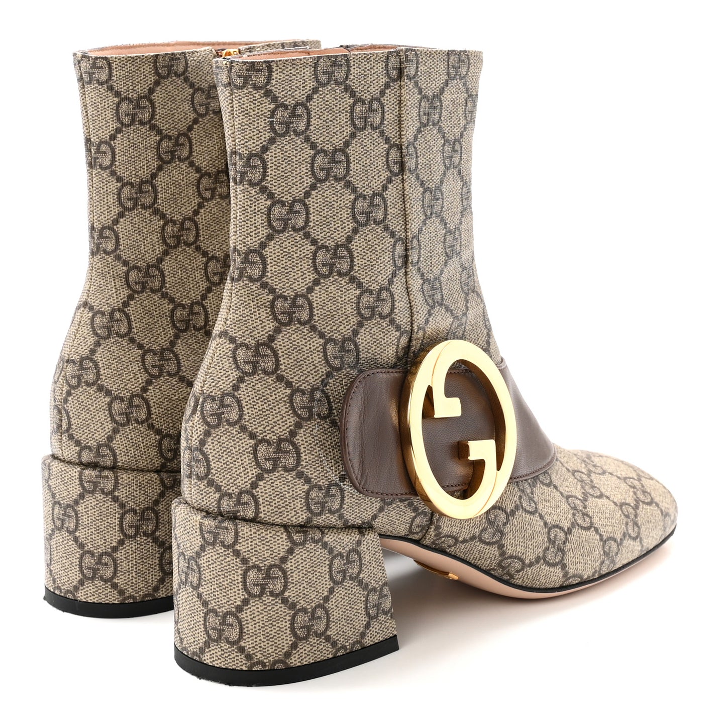 GG Supreme Monogram Malaga Kid Blondie 55mm Ankle Boots 37 Beige Ebony New Acero