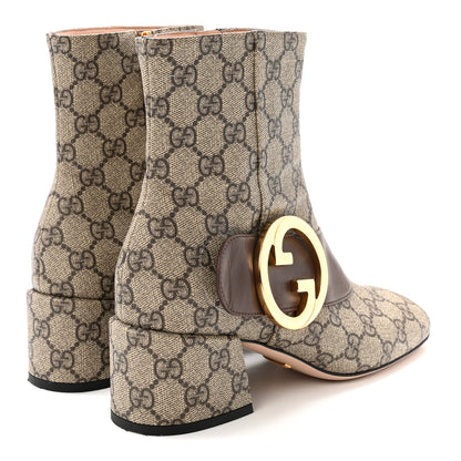 Gucci GG Supreme Monogram Malaga Kid Blondie 55mm Ankle Boots 37 Beige Ebony New Acero 5 of 10