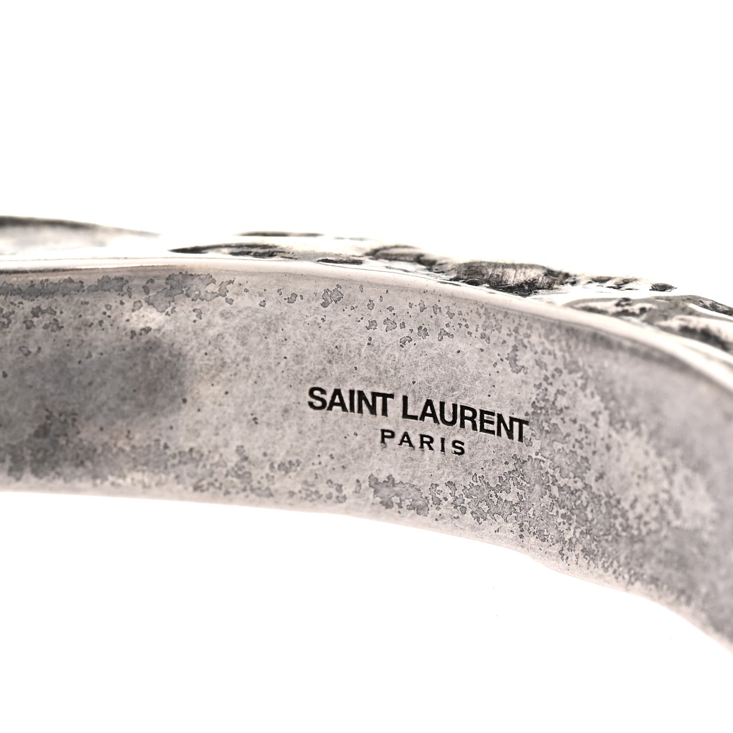 Saint Laurent Metal Hammered Bangle Bracelet Silver 4 of 4