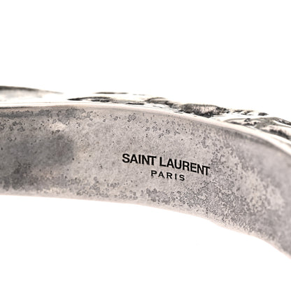 Saint Laurent Metal Hammered Bangle Bracelet Silver 4 of 4