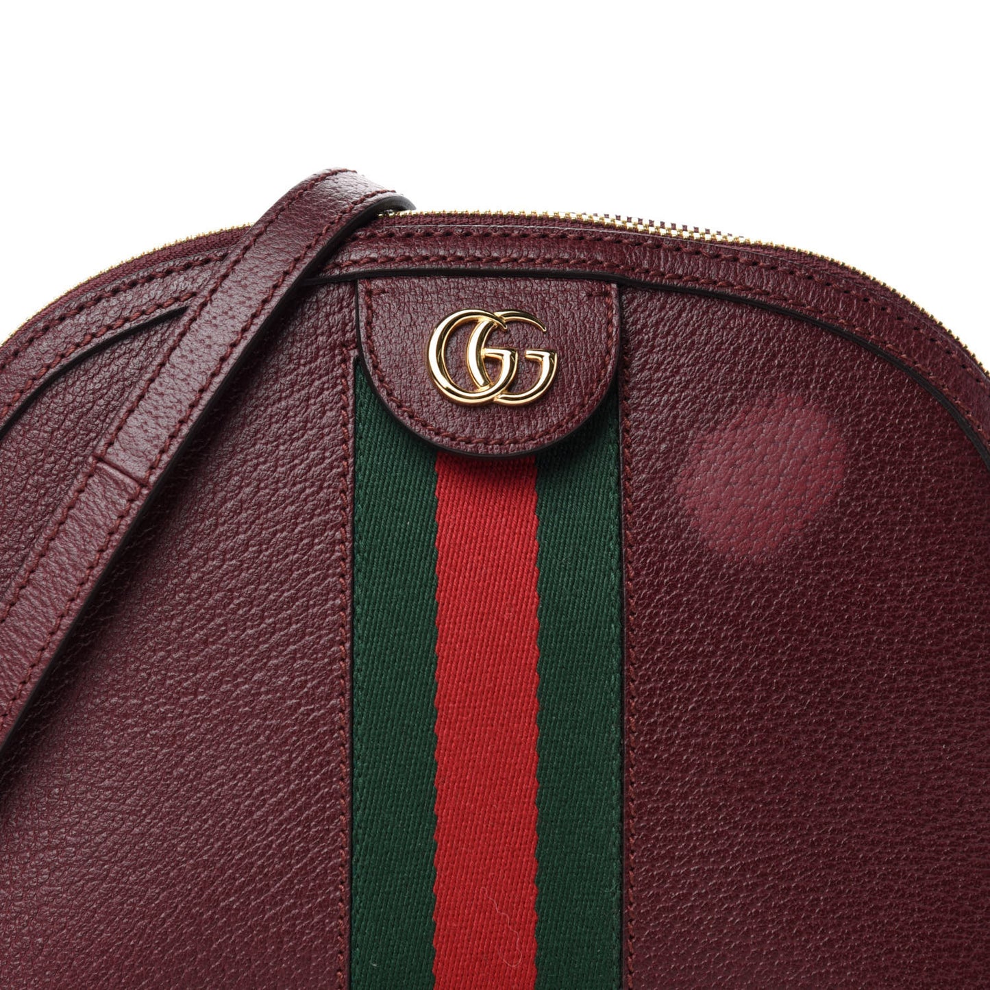 Textured Calfskin Web Small Ophidia Dome Shoulder Bag Vintage Bordeaux