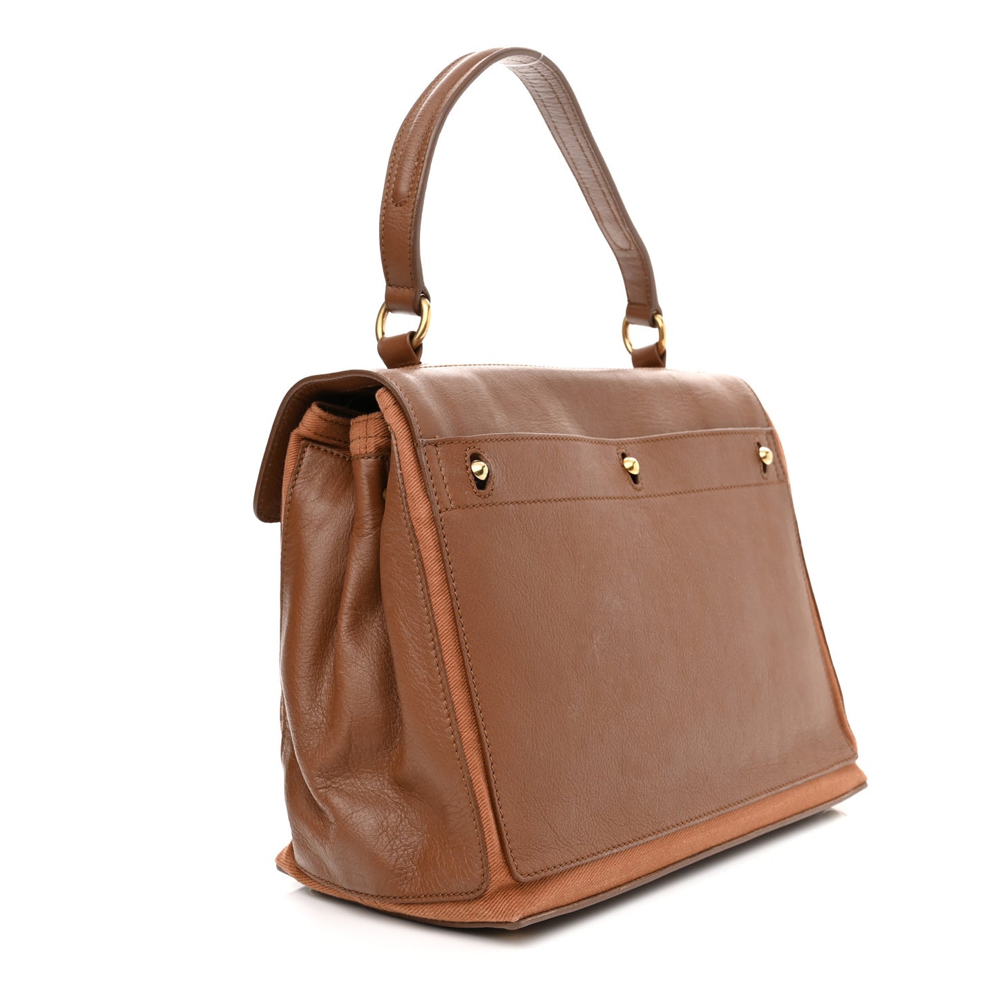 Calfskin Canvas Medium Muse Two Brown