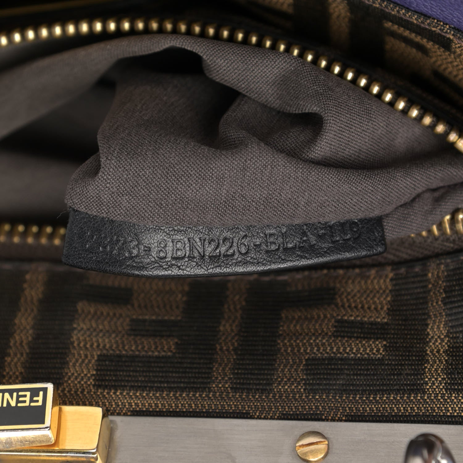 Fendi Goatskin Zucca Medium Peekaboo Iconic Satchel Purple 9 of 19