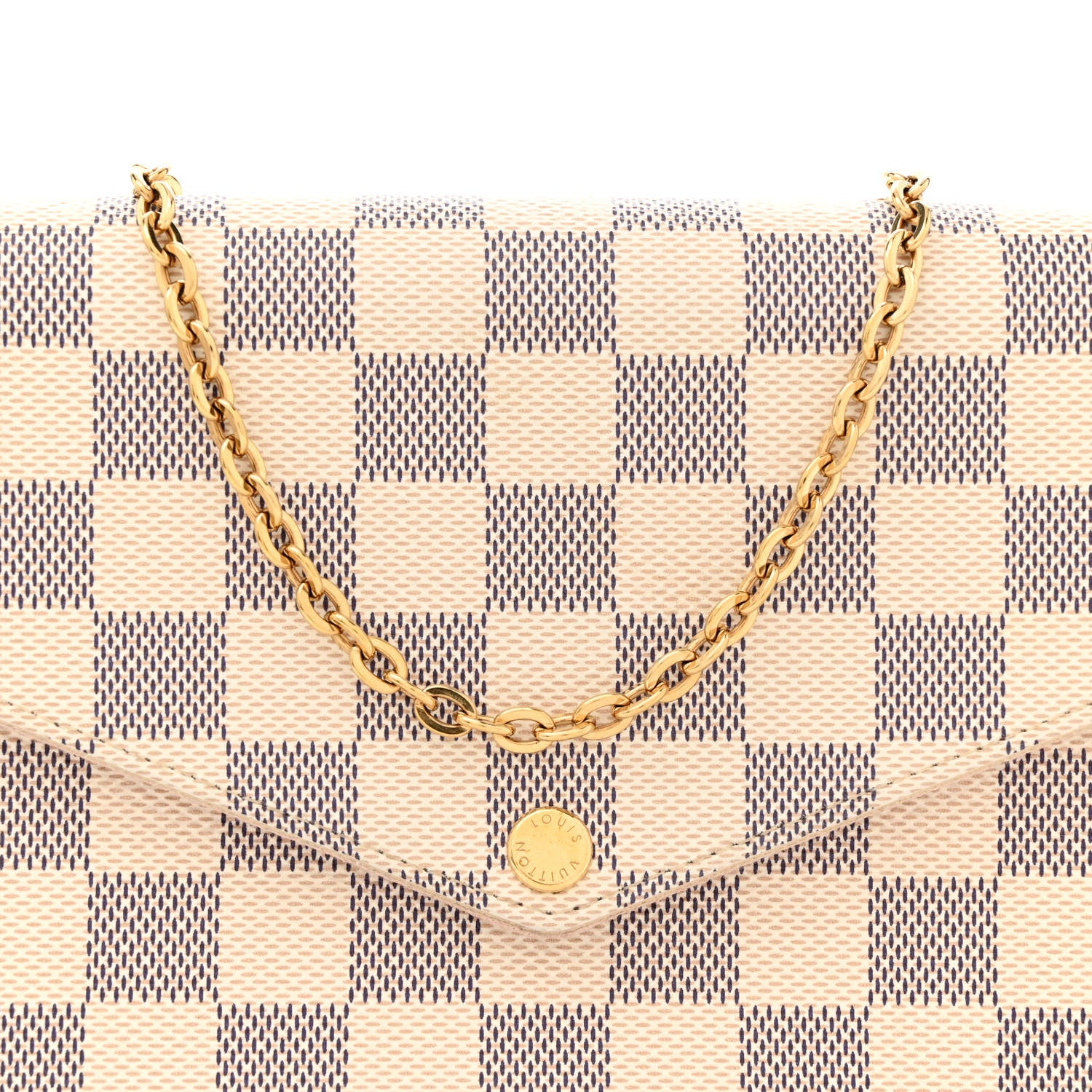 Louis Vuitton Damier Azur Pochette Felicie Chain Wallet Rose Ballerine 9 of 12