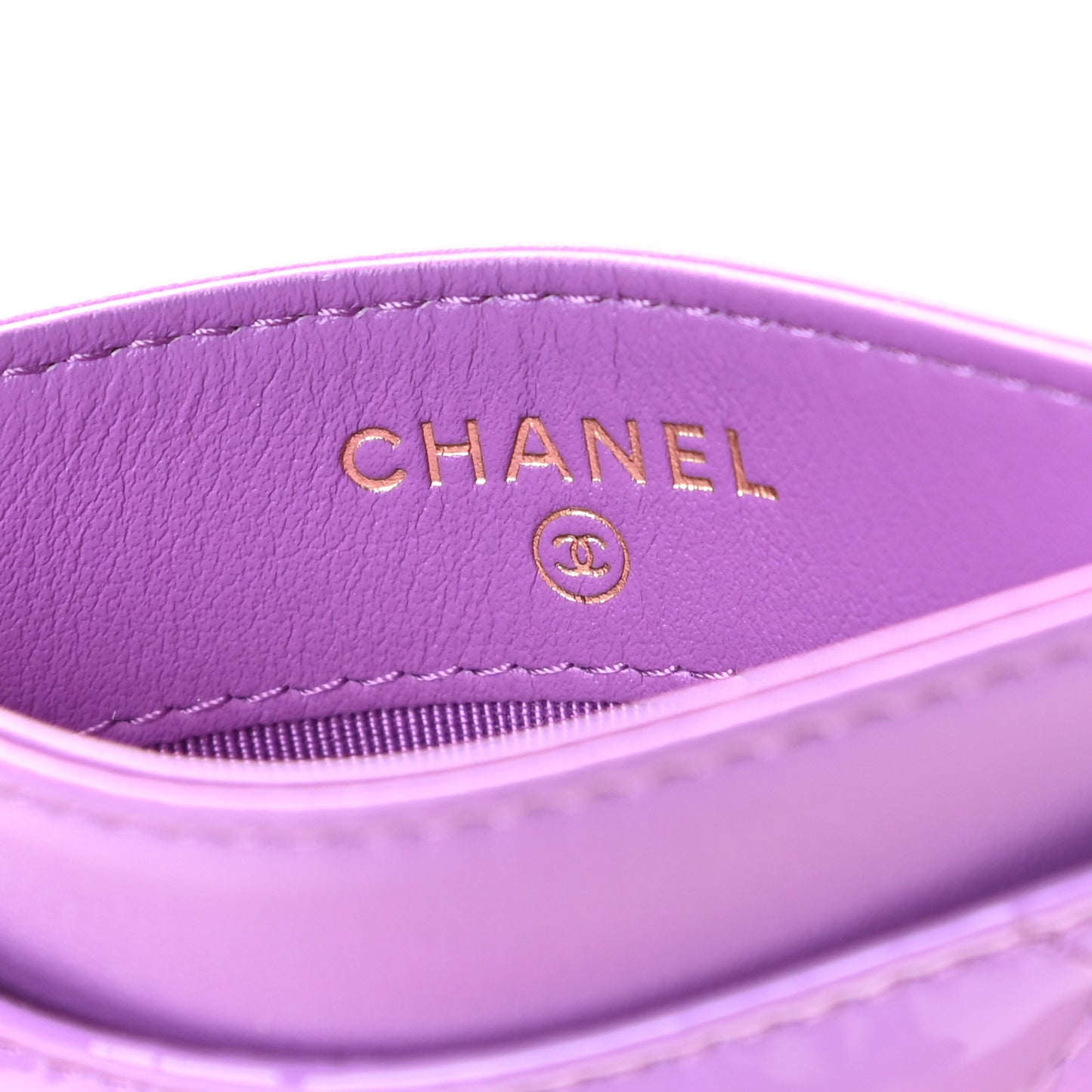 Patent Quilted Card Holder Purple