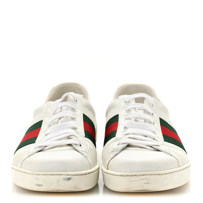 Gucci Calfskin Crocodile Web Mens Ace Sneakers 9 White Green 3 of 11