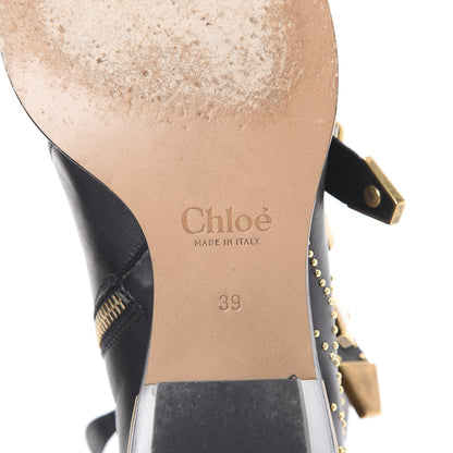 Chloe Nappa Sheepskin Studded Susanna Ankle Boots 39 Black 6 of 12