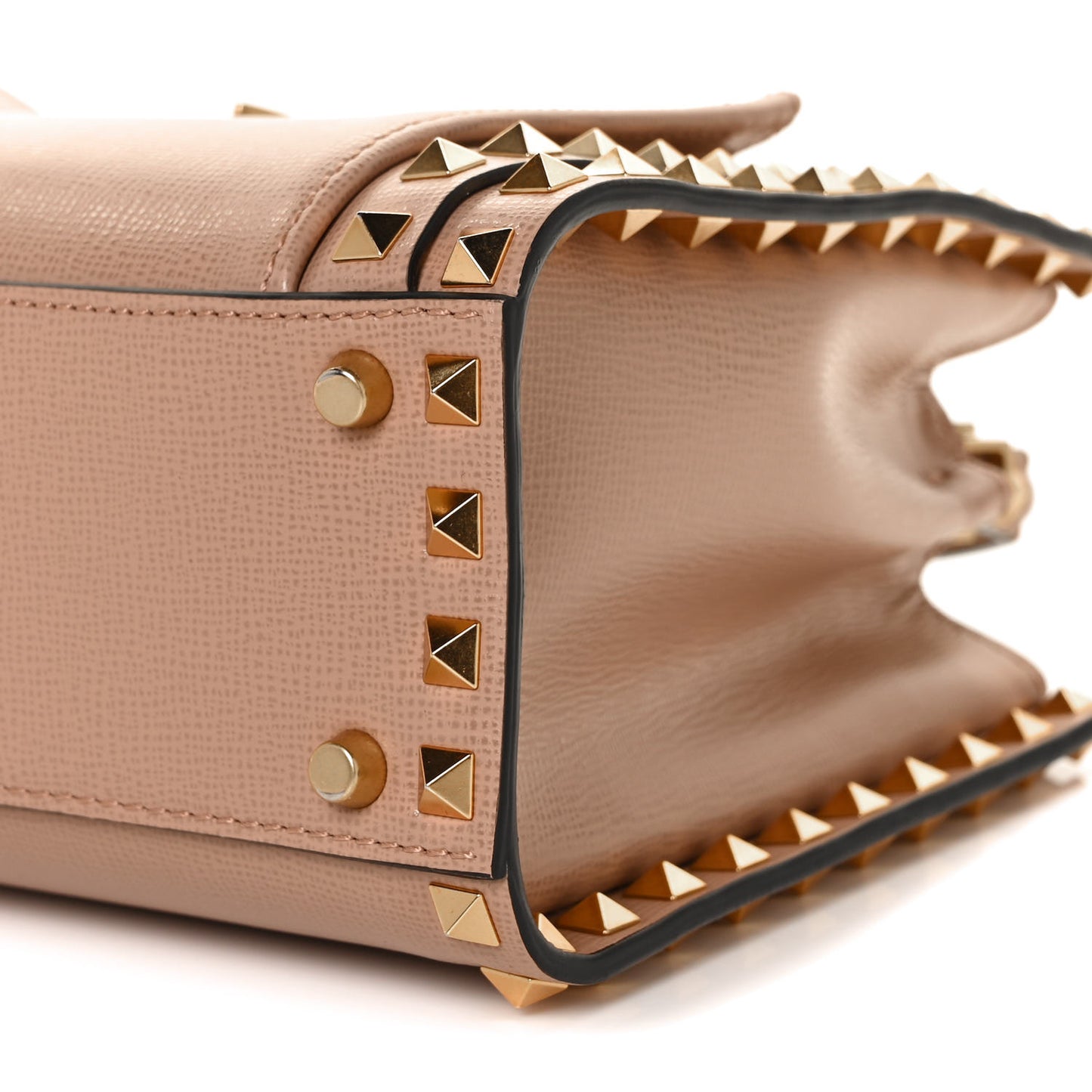 Vitello Small Rockstud Alcove Top-Handle Bag Rose Cannelle