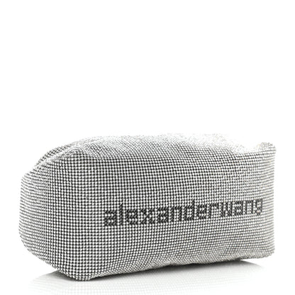 Alexander Wang Mesh Crystal Rhinestone Mini Scrunchie Clutch Black Silver 4 of 10