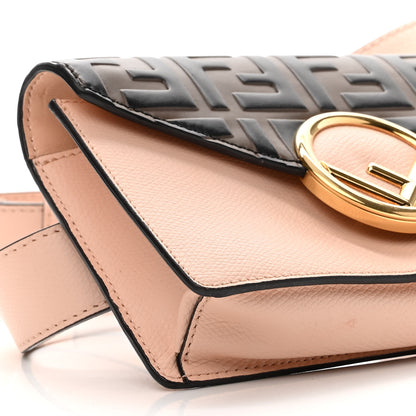 Fendi Vitello Cruise F is Fendi Bi-Color FF 1974 Embossed Envelope Belt Bag Maya Black Light Rose 9 of 11