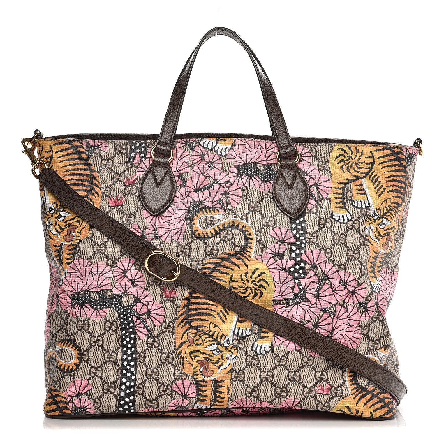 Gucci Soft GG Supreme Monogram Bengal Medium Crossbody Tote Beige Pink 1 of 8