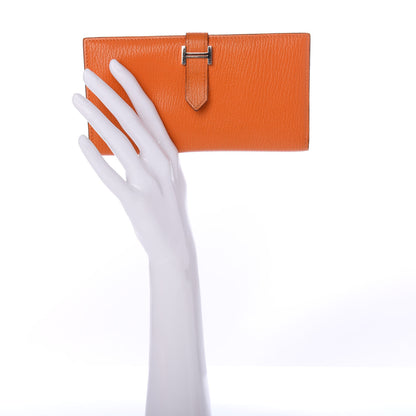 Hermes Chevre Mysore Bearn Gusset Wallet Orange 2 of 7