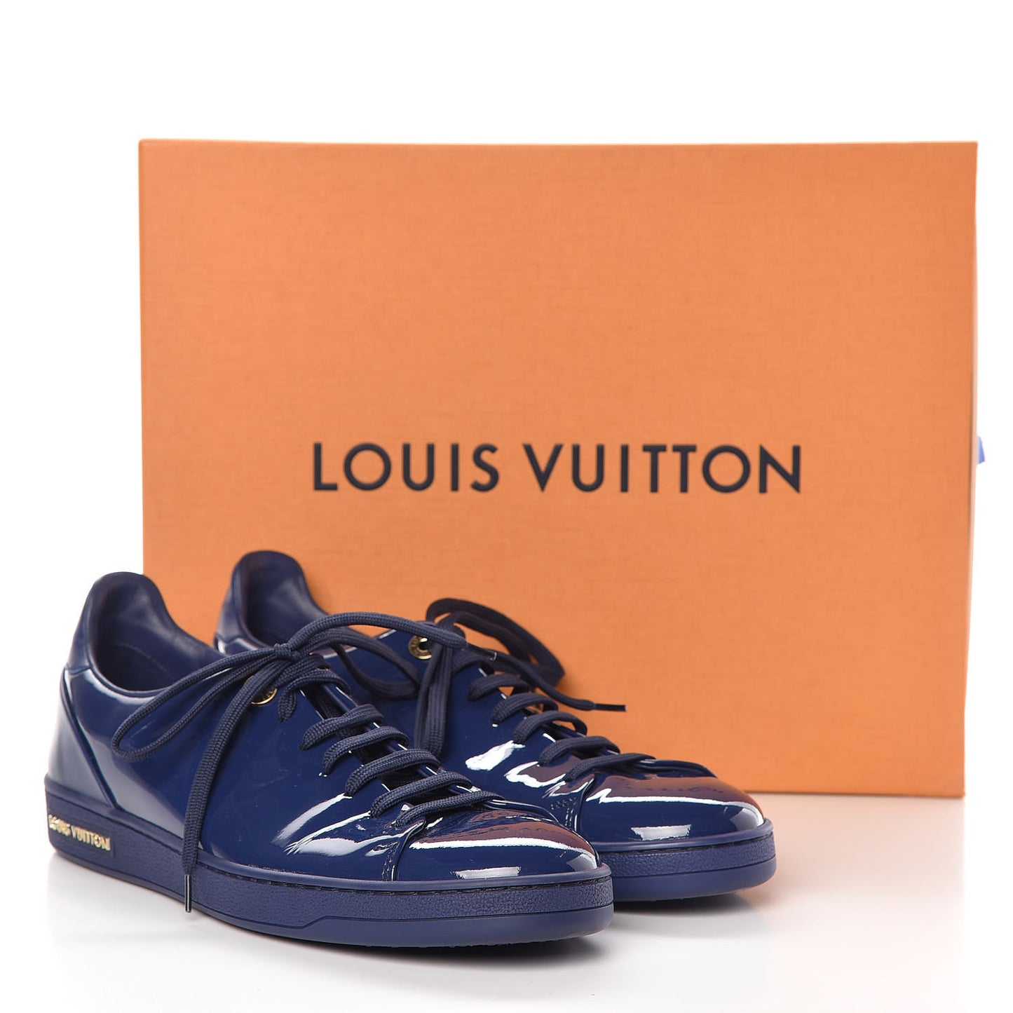Patent Calfskin Frontrow Sneakers 40 Blue Nuit