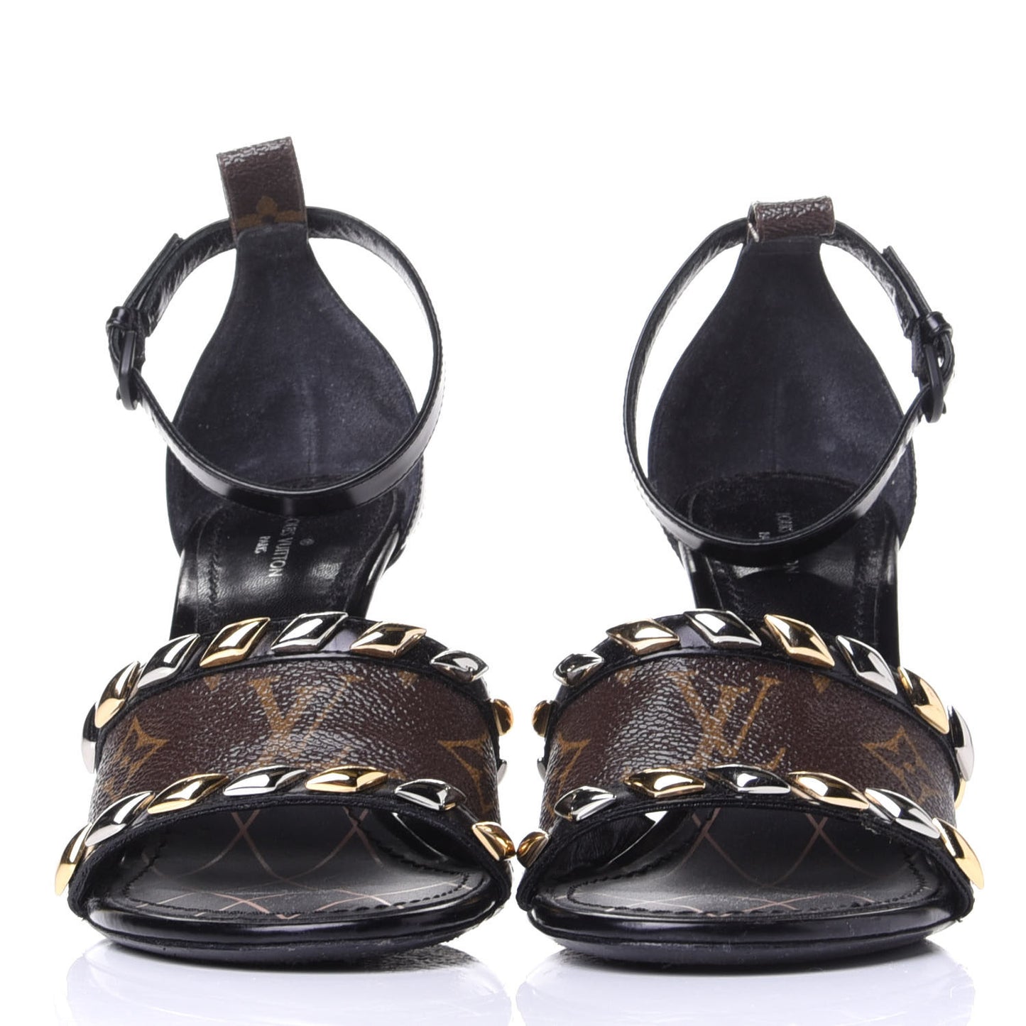 Calfskin Monogram Eldorado Heeled Sandals 36 Black