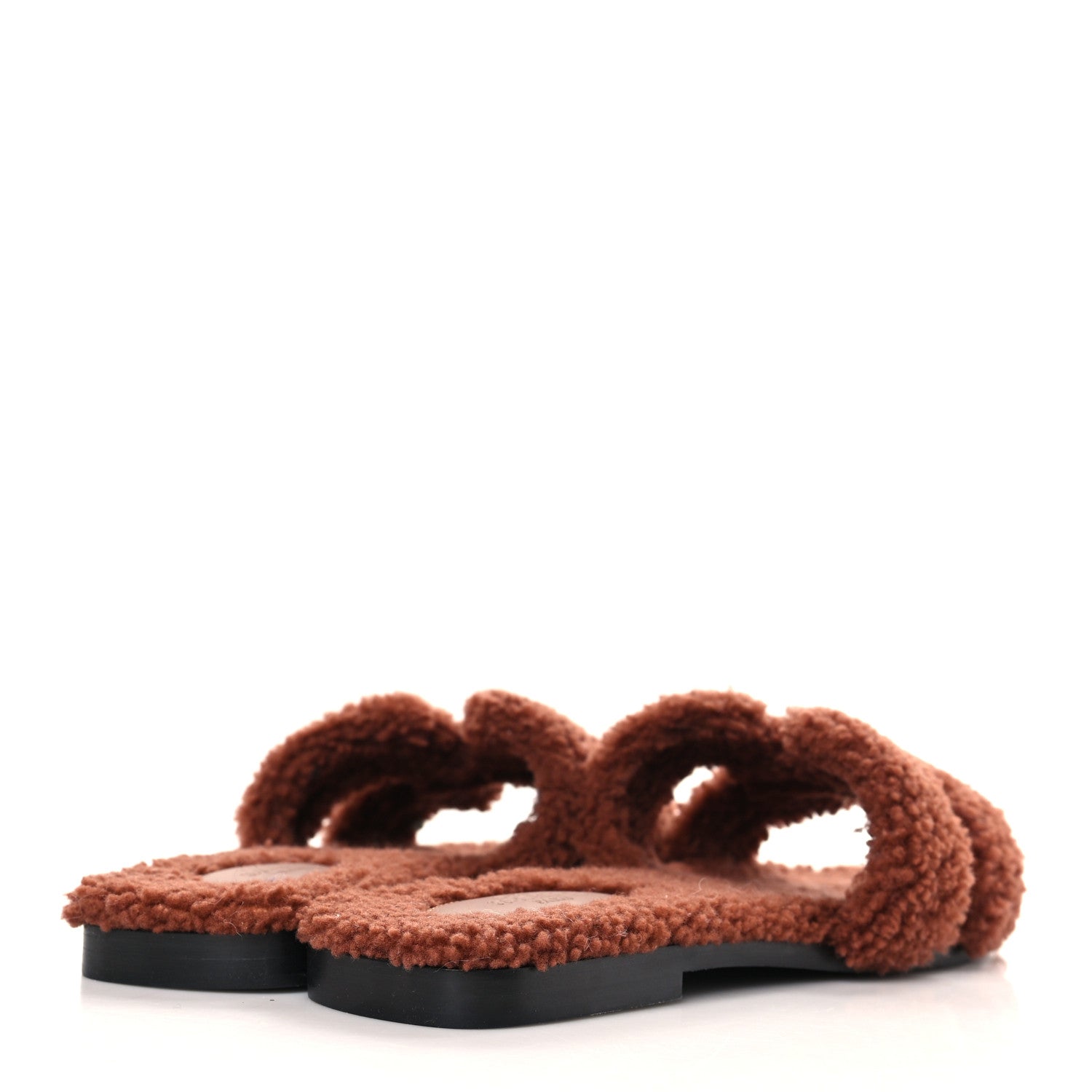 Hermes Woolskin Oran Sandals 39.5 Cognac 4 of 7