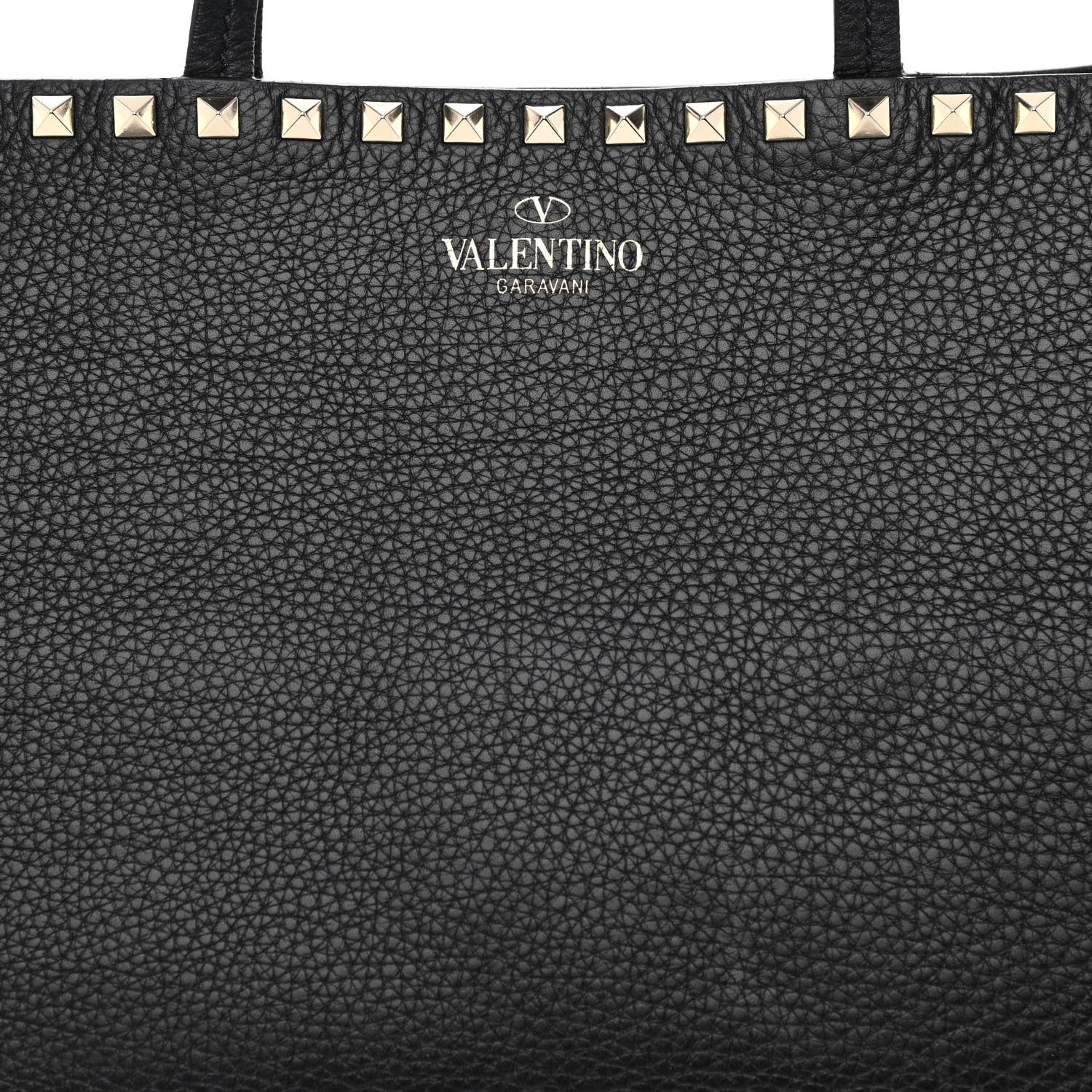 Valentino Garavani Grained Calfskin Rockstud Shoulder Tote Black 7 of 9