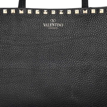 Valentino Garavani Grained Calfskin Rockstud Shoulder Tote Black 7 of 9