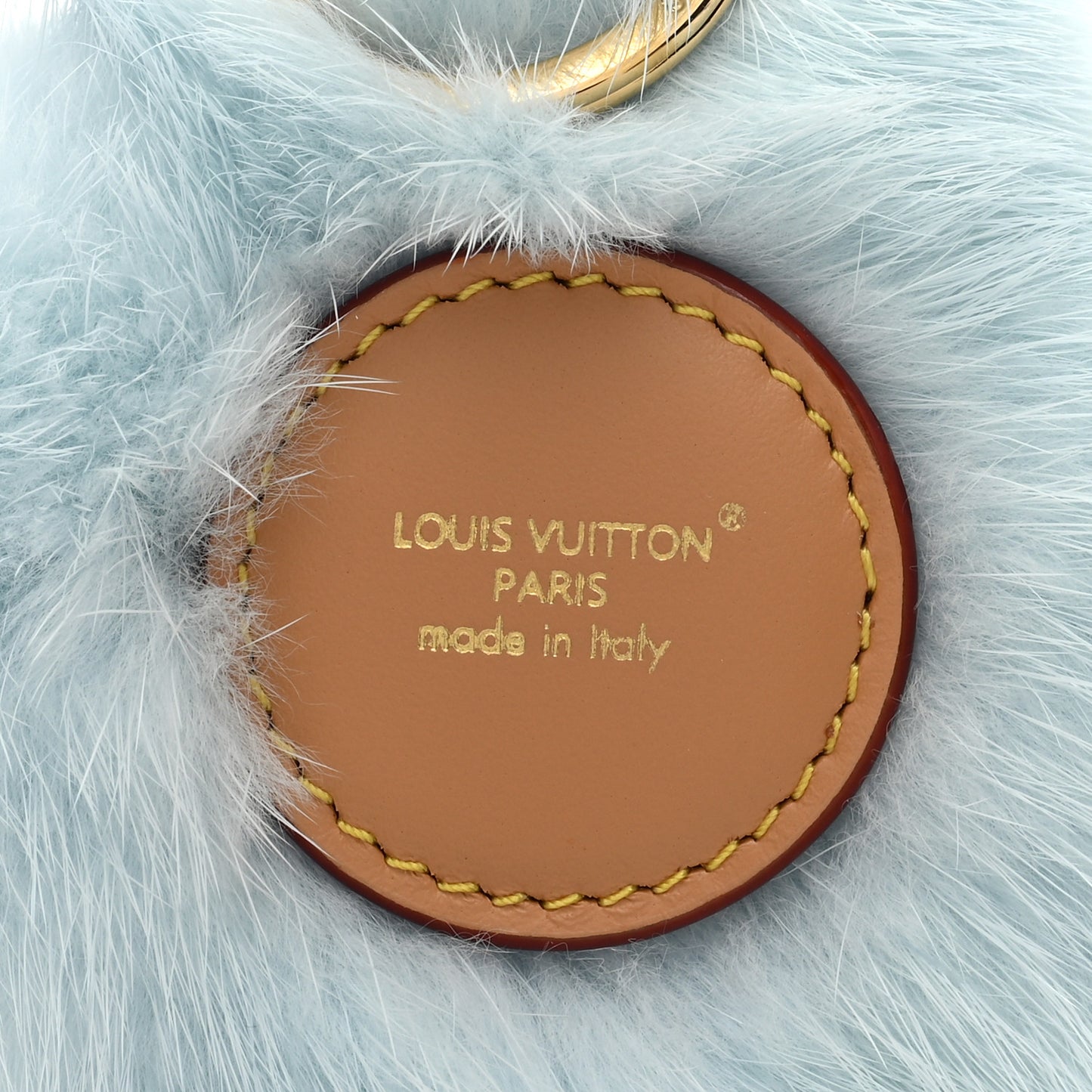 Calfskin Mink Fur Vivienne Bag Charm Key Holder Light Blue
