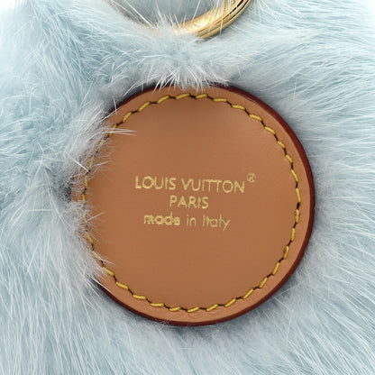 Louis Vuitton Calfskin Mink Fur Vivienne Bag Charm Key Holder Light Blue 3 of 4