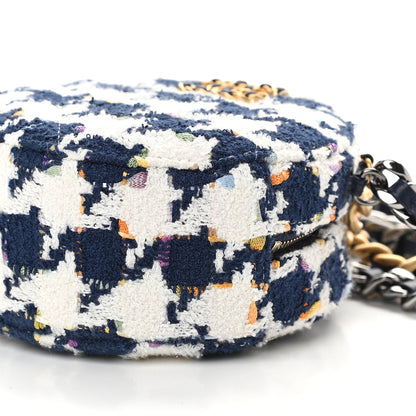 Chanel Tweed Chanel 19 Round Clutch With Chain Ecru Navy Blue Multicolor 8 of 8
