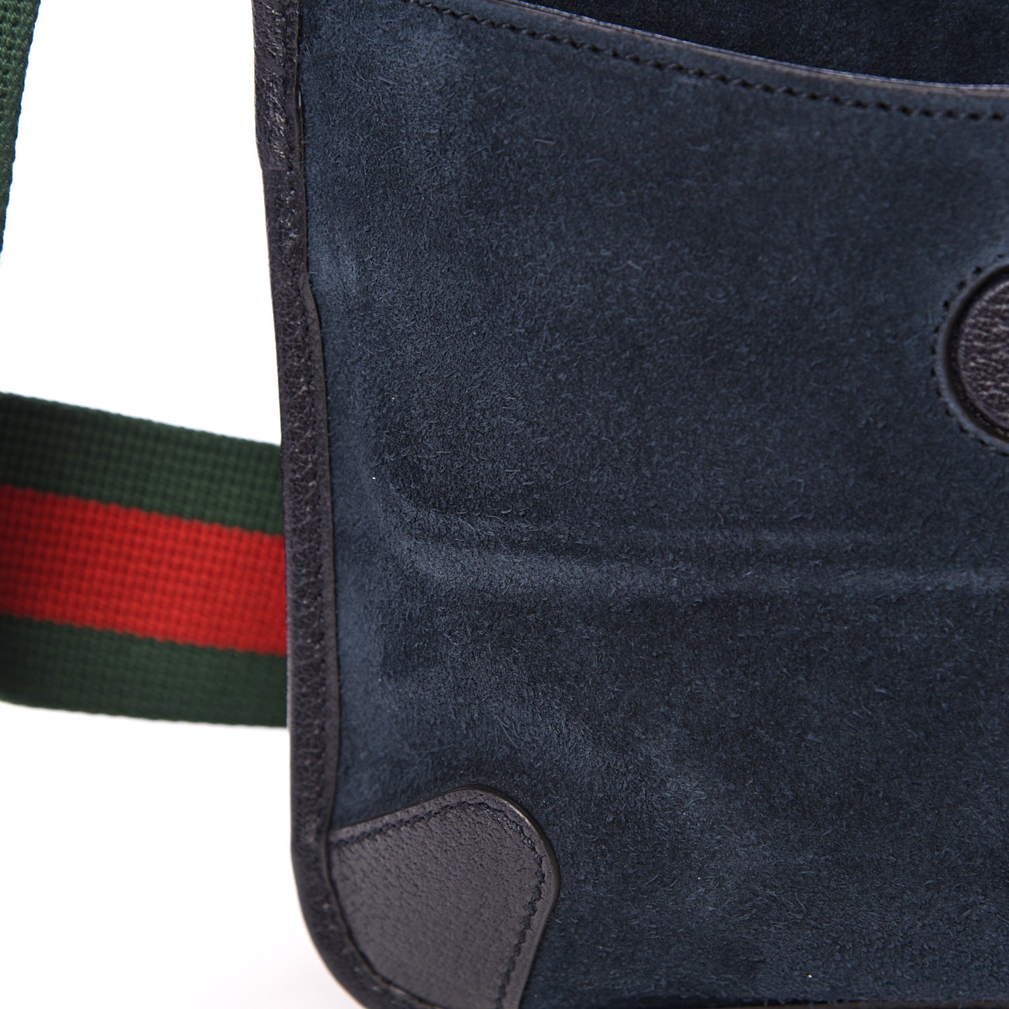 Suede Web Small Neo Vintage Double Flap Messenger Bag Blue