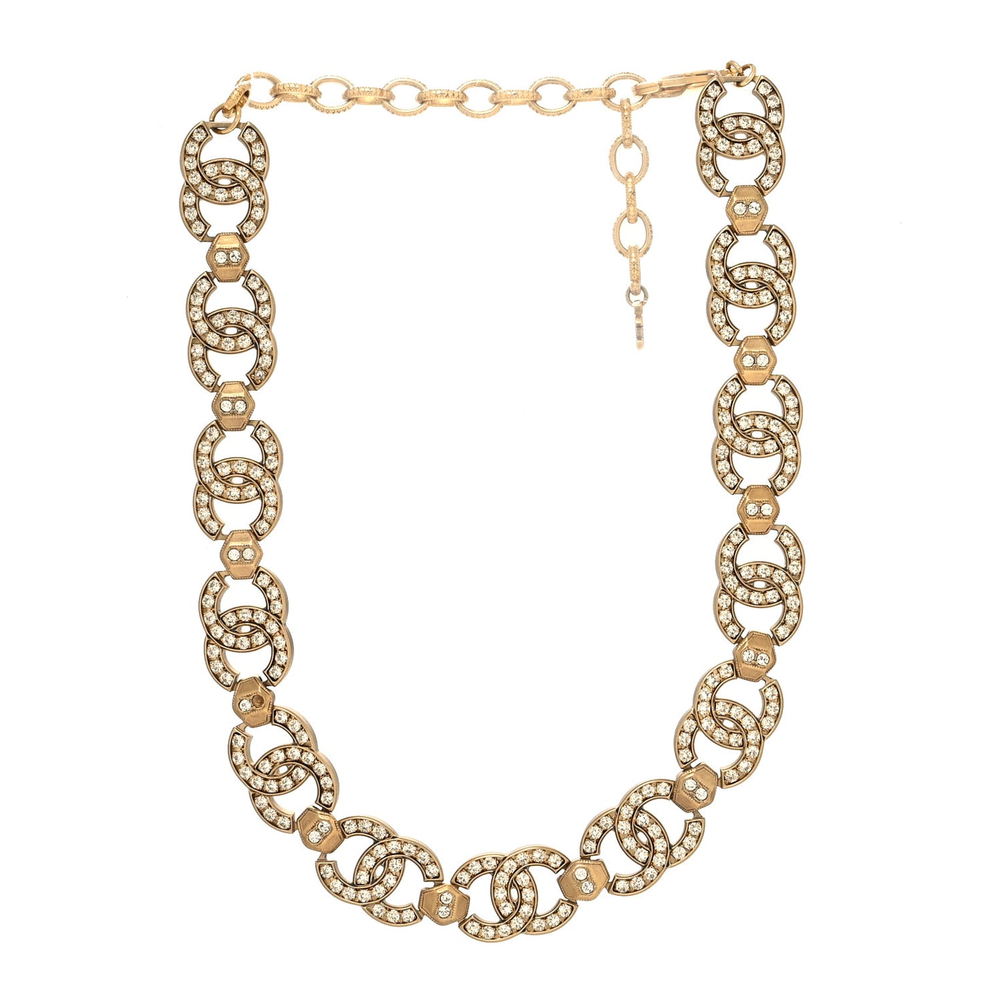 Crystal CC Chain Choker Necklace Gold