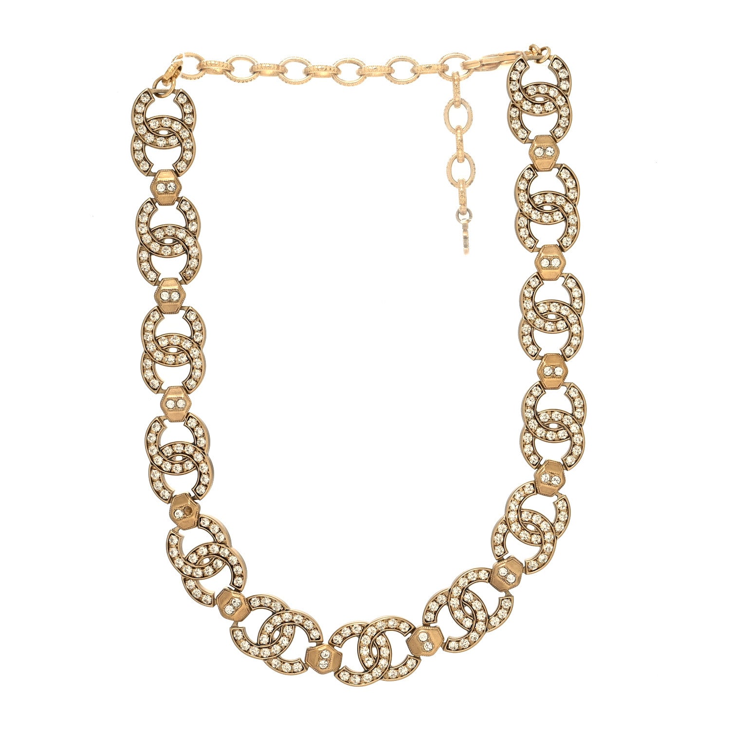 Chanel Crystal CC Chain Choker Necklace Gold 3 of 6