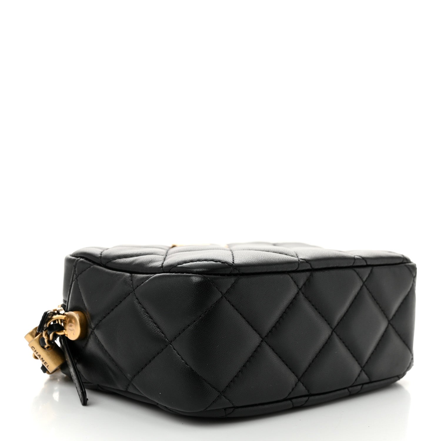 Chanel Lambskin Quilted Pearl Chain Camera Case Black 3 of 10