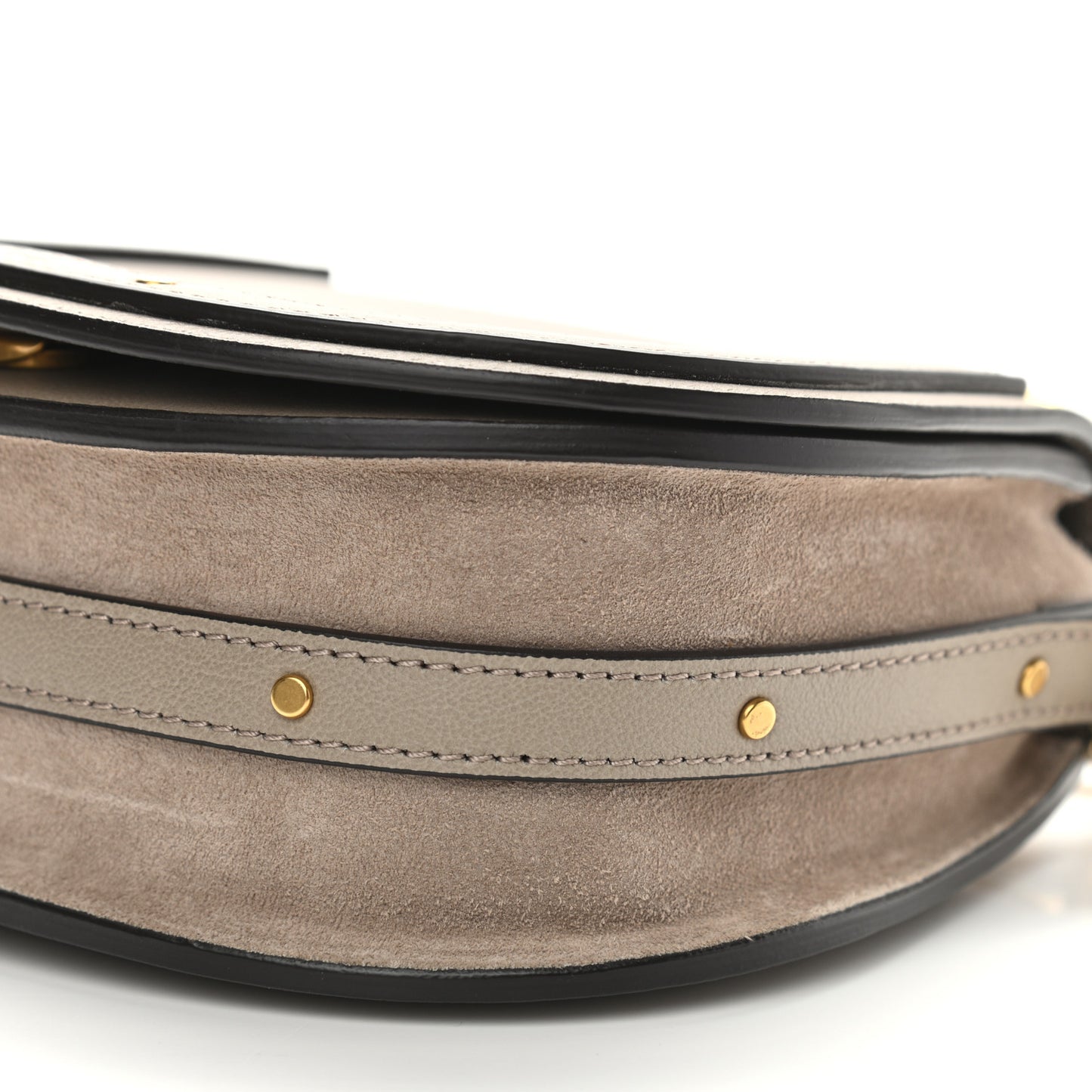 Calfskin Suede Small Nile Bracelet Bag Motty Grey