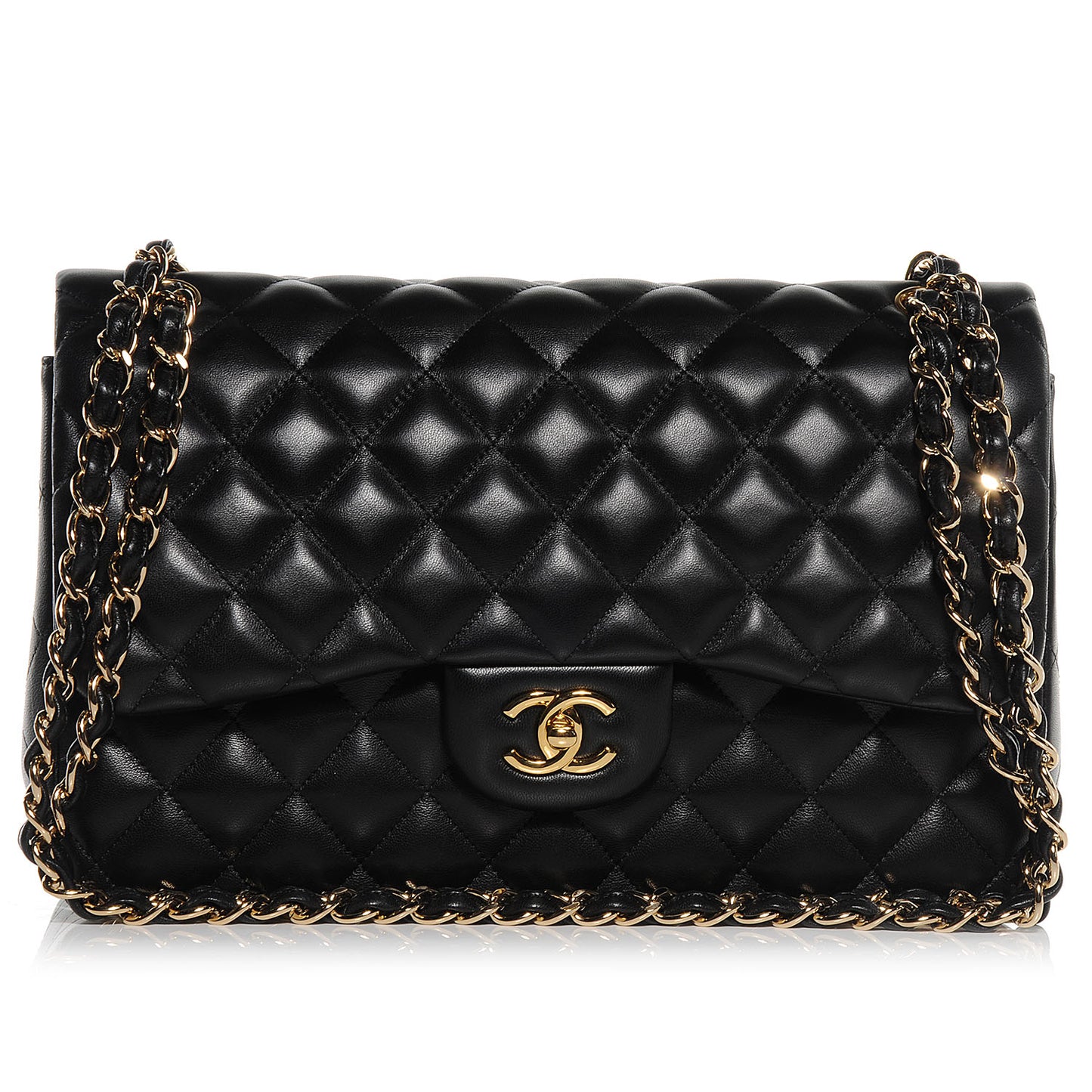 Lambskin Jumbo Double Flap Black