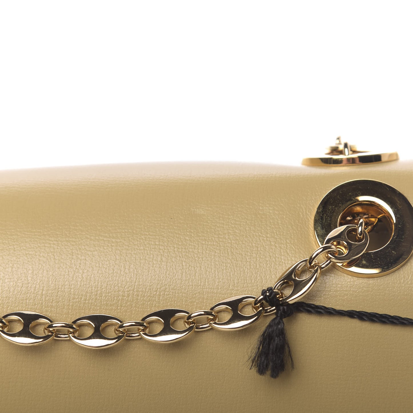 Azalea Calfskin Bi-Color Small Marina Chain Shoulder Bag Beige Black