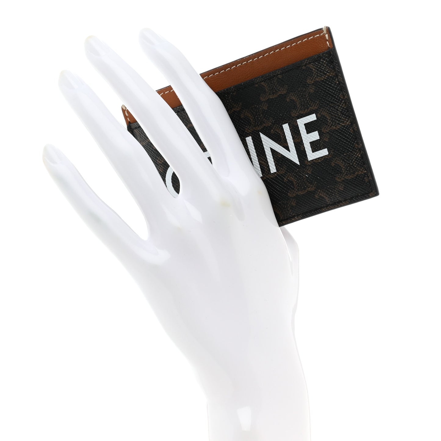 Triomphe Canvas Card Holder Tan